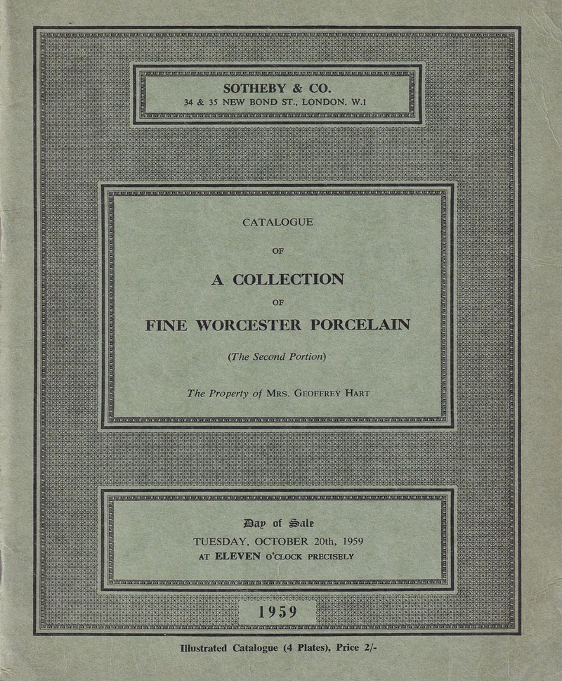 Каталог аукциона Sotheby's, Лондон, Собрание фарфора Ворчестер от 20 октября 1959 года