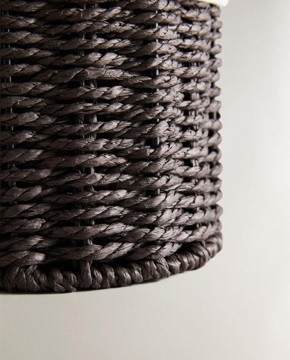 ZARA HOME КРУГЛАЯ КОРЗИНА С ПОДКЛАДКОЙ ИЗО ЛЬНА, КОРИЧНЕВЫЙ