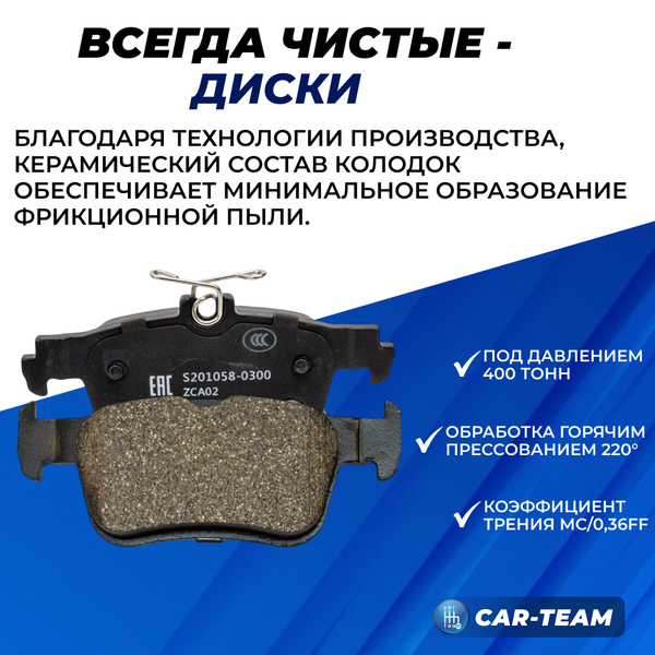 Колодки тормозные задние (керамические) Changan CS55 (арт. ZCP-1247)