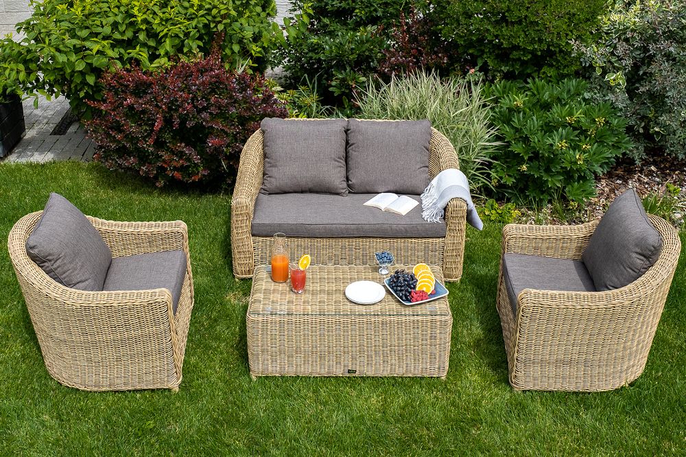 "Кон Панна" лаунж-зона из искусственного ротанга, цвет соломенный