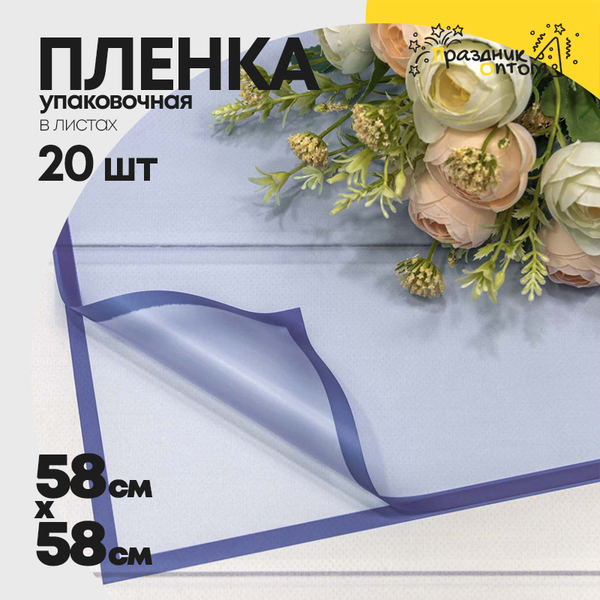 
          Пленка В листах 20 шт 58 х 58 см с рамкой (Синий)