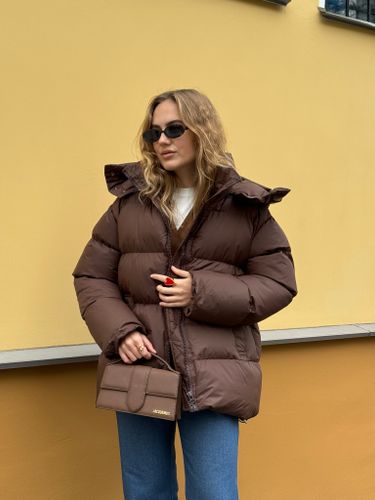 Пуховик Рокет миди шоколад