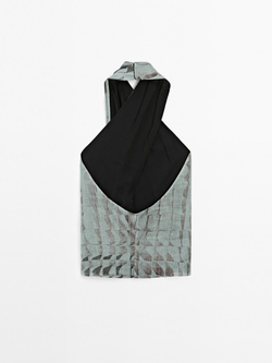 Massimo Dutti Топ внахлест с принтом, синий