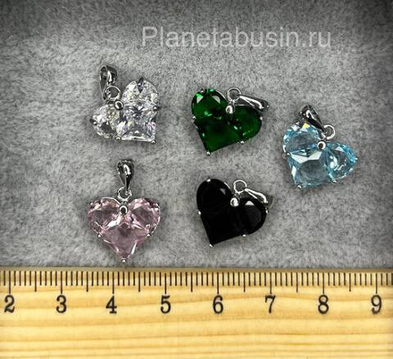 Подвеска люкс (Корея) сердце с камнем 0470