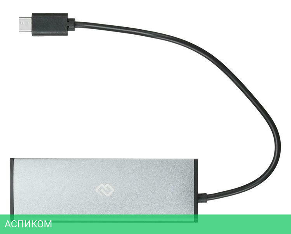USB-хаб Digma HUB-4U2.0-UC-DS серебристый