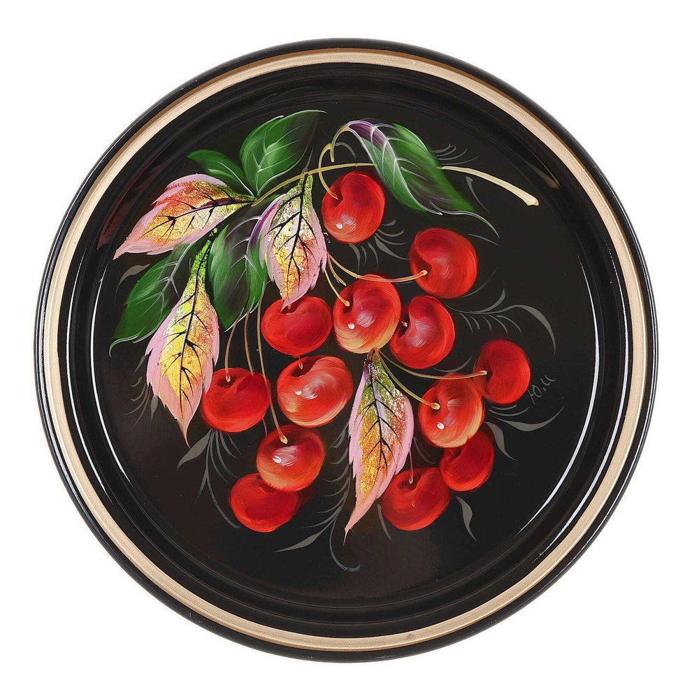 Жостовский поднос декоративный, размер 22 см (A5), металлический