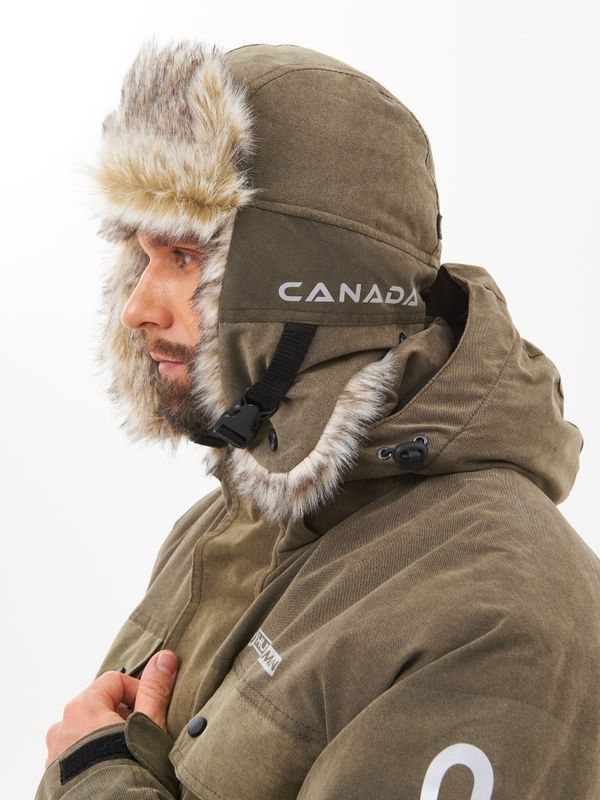 Шапка ушанка зимняя Канада ткань Finlandia цвет Хаки