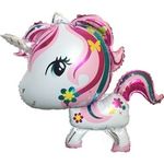 Шар (36"/91 см) Фигура, Волшебный единорог в цветах, Розовый