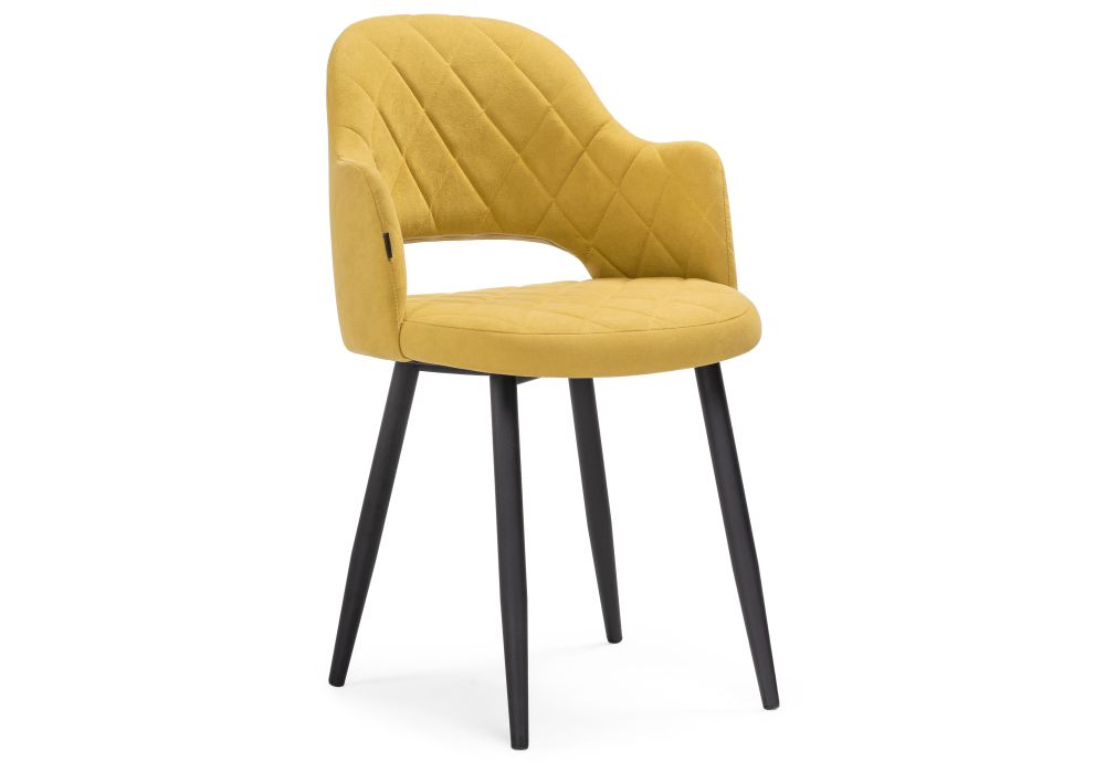 Стул на металлокаркасе Гутрид ромбы спереди горчичный / черный