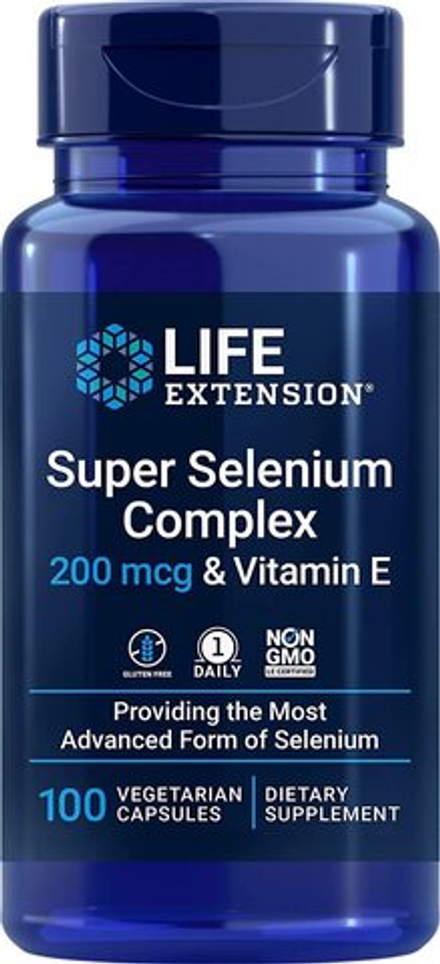 Life Extension, Селен с витамином Е, Super Selenium Complex 200 mcg with Vitamin E, 100 вегетарианских капсул