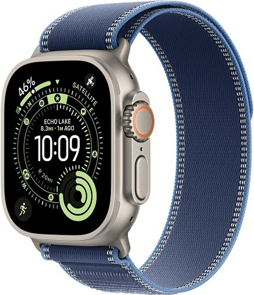 Apple Watch Ultra 3 (2025) 49mm Natural Titanium Case with Blue/Bright Blue Trail Loop (S/M)