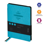 Ежедневник недатированный, А5, 136л., кожзам, Berlingo "Color Zone", черн. срез, с резинкой, голубой