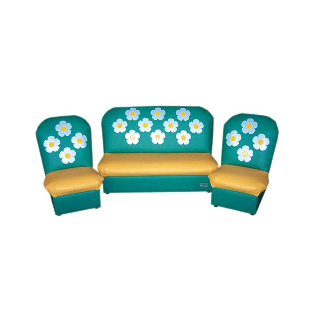 Комплект мягкой игровой мебели «Аппликация» Цветочки зелено-желтый