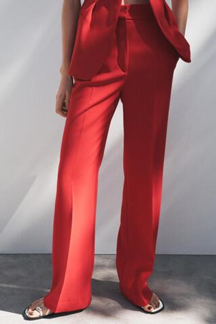 ZARA БРЮКИ FLARED — ZW COLLECTION, КРАСНЫЙ