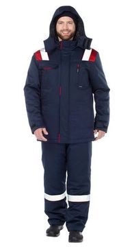 Костюм зимний "Анкер" полукомбинезон (синий/красный)