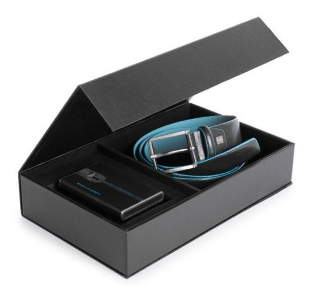 Набор подарочный Piquadro Blue Square CUBOX15B2R/N ремень/чехол для кредитных карт