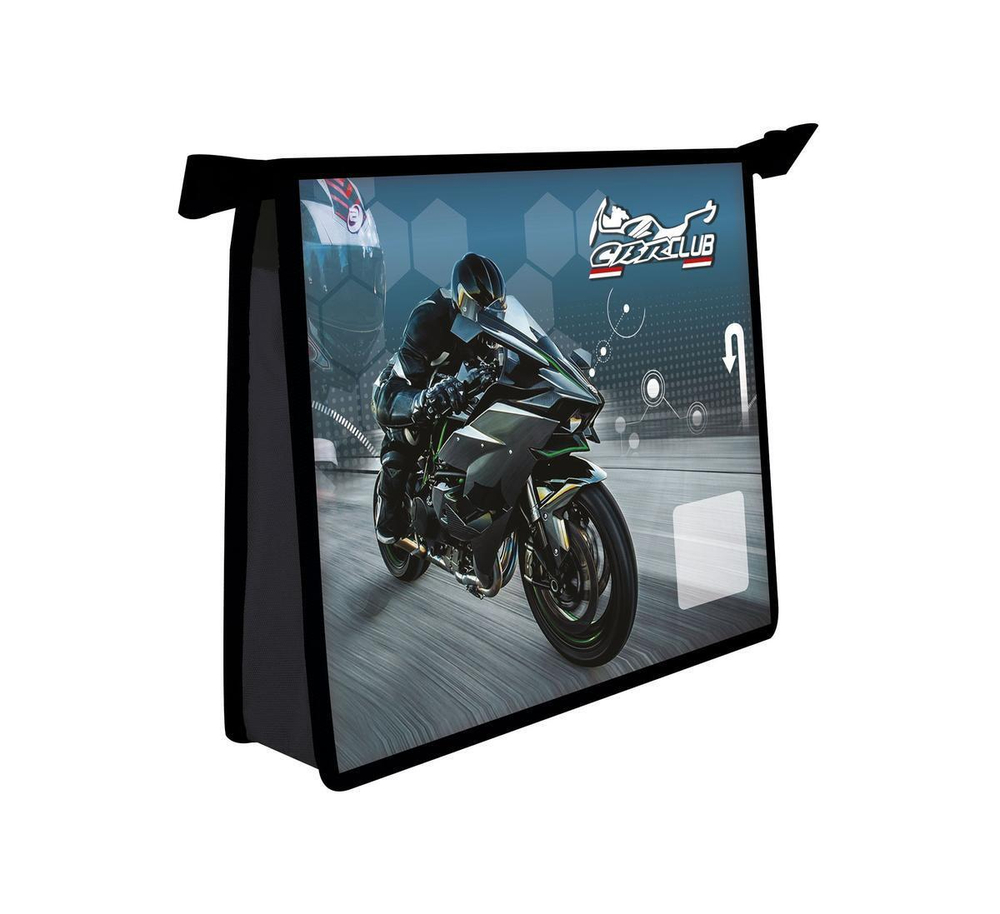 Папка для тетрадей А5 пластик. молния сверху "Moto club 2022" (Пчелка)