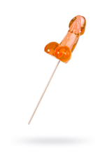 Оранжевый леденец в форме члена со вкусом амаретто - 80 гр.