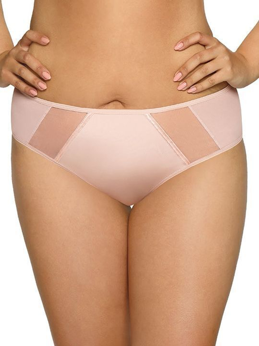 Трусики-слип из эластичного трикотажного полотна с вставками из сетки (Размер: M) (Цвет: красный)