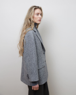 Пальто-жакет из шерсти елочка серый