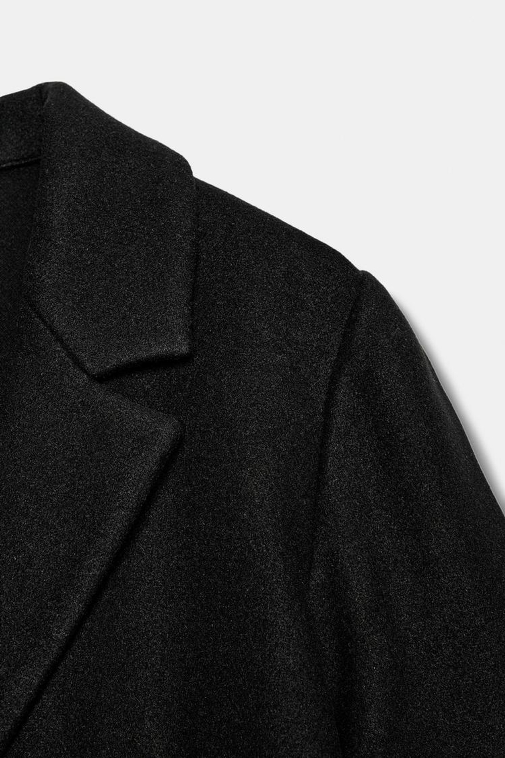 ZARA БАЗОВОЕ ПАЛЬТО ИЗ МЯГКОЙ ТКАНИ, ЧЕРНЫЙ