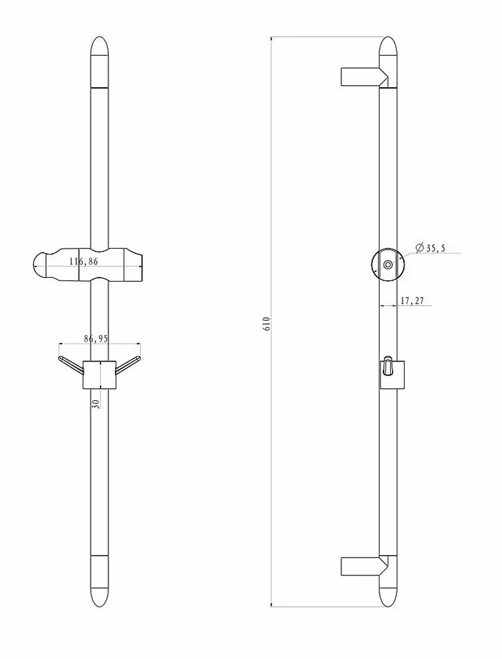 Стойка душевая 685мм LM8063C