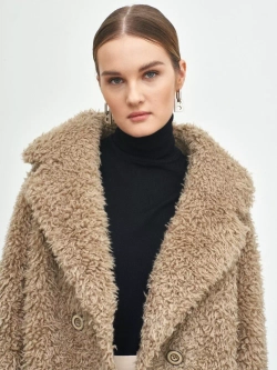 Шуба чебурашка тедди, оливковая, Северина