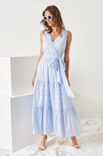 51455 Платье женское (бело-голубая полоска)