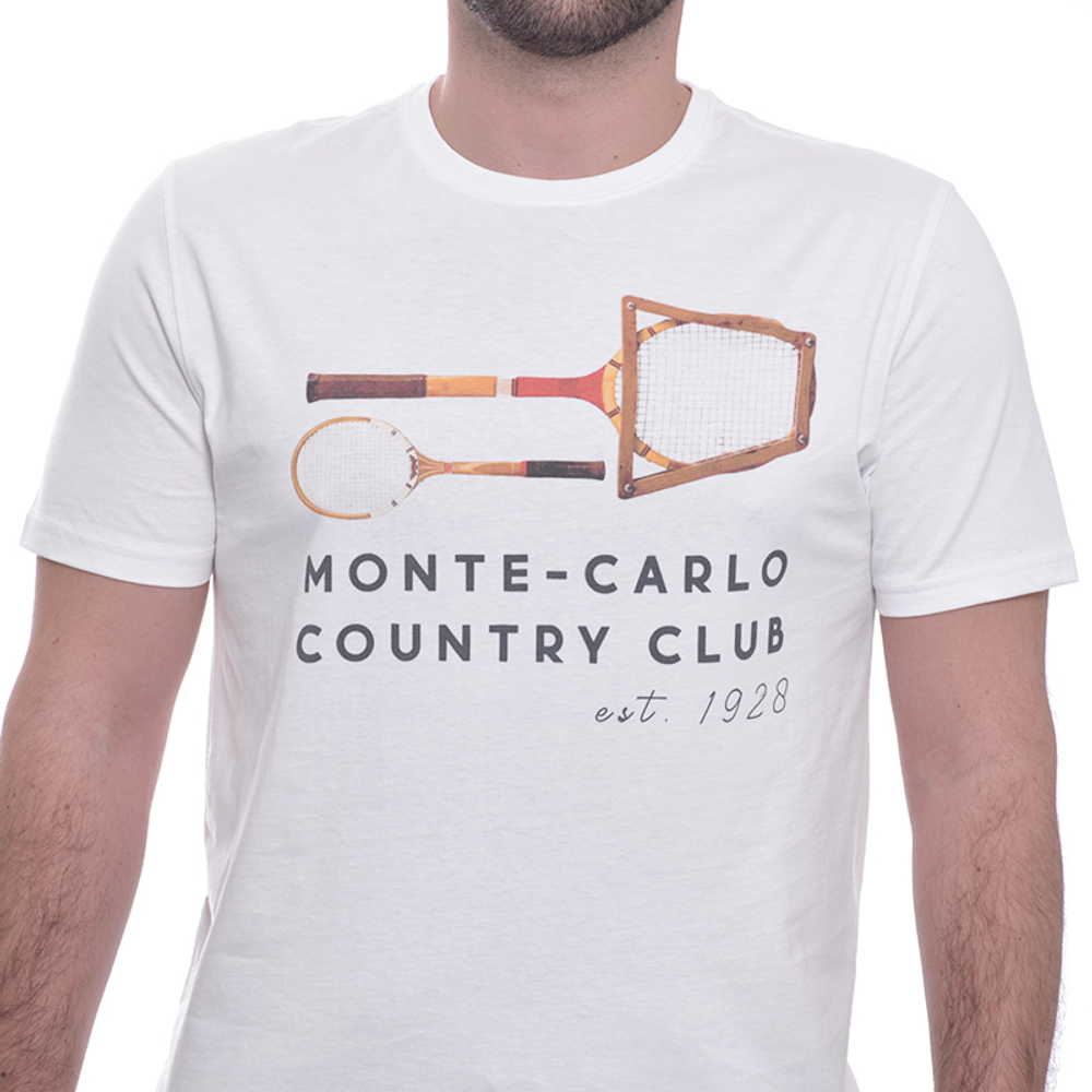 Мужская теннисная футболка Monte-Carlo Country Club Vintage Print - white