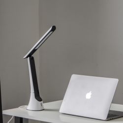 TLD-564 White-Black-LED-500Lm-3000-6000K-Dimmer-NightLight Светильник настольный с ночником. 8W. Сенсорный выключатель. Диммер. Белый с черным. ТМ Uniel