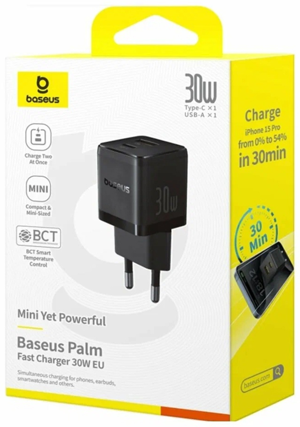 Зарядное устройство Baseus (P1011160A113-00) USB Type-C, USB 30 Вт черный