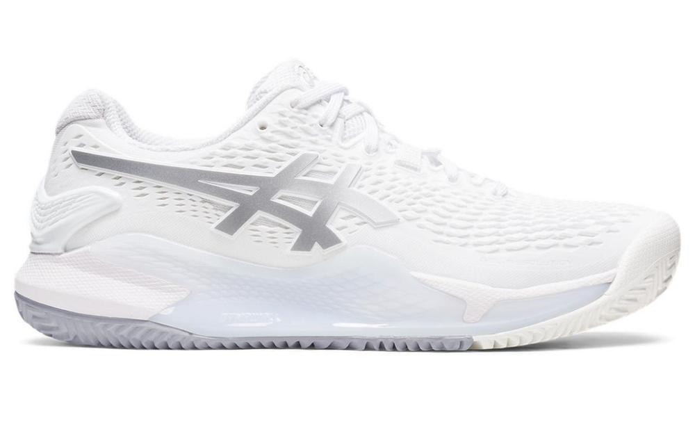 Женские Кроссовки теннисные Asics Gel-Resolution 9 Clay - white/pure silver