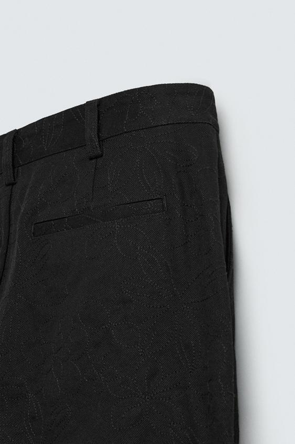 ZARA БРЮКИ С ЦВЕТОЧНОЙ ВЫШИВКОЙ, ЧЕРНЫЙ