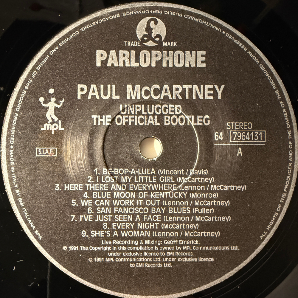 Paul McCartney - Unplugged (Италия 1991г.)