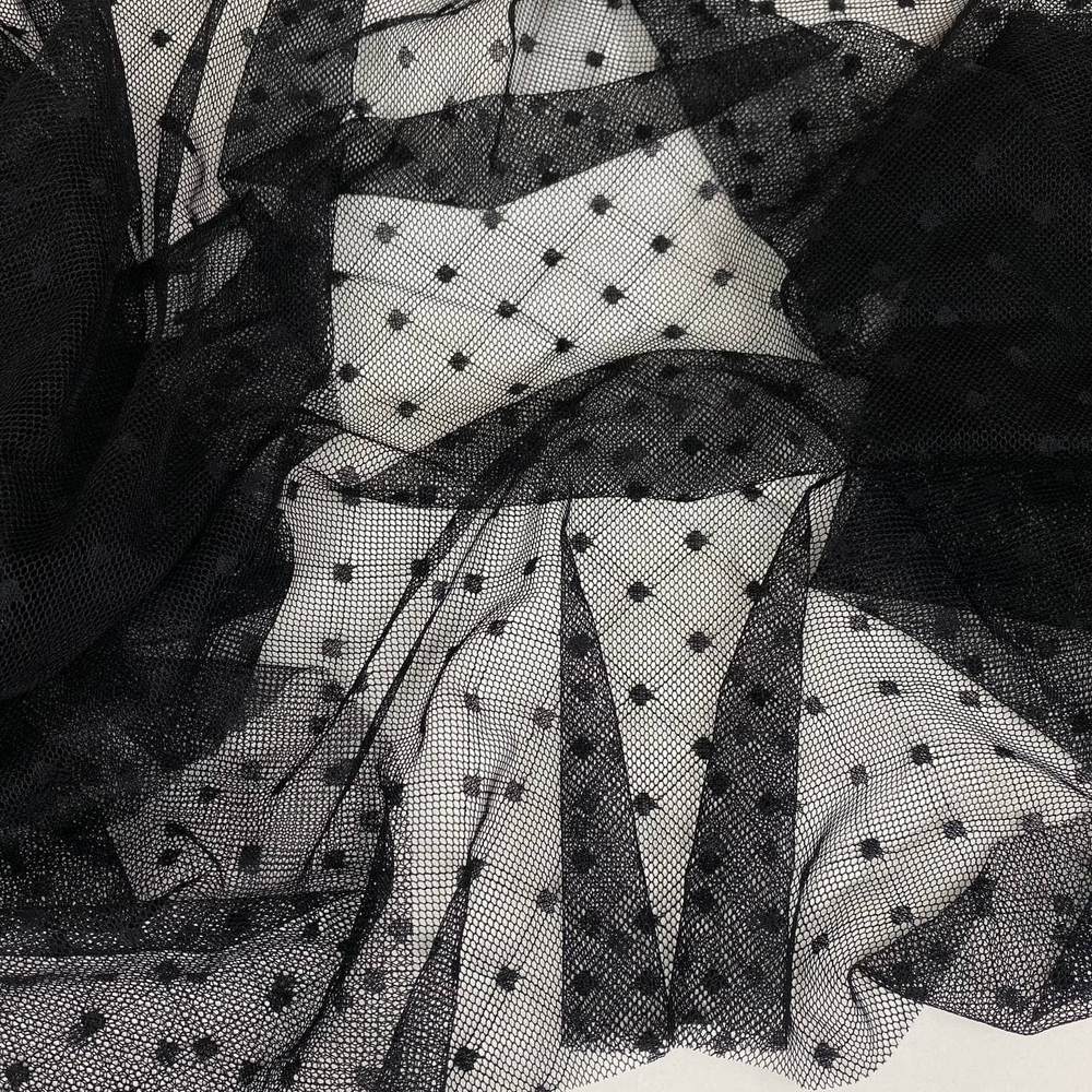 Сетка эластичная черная в горох/геометрия 0,5 х 1,5 м