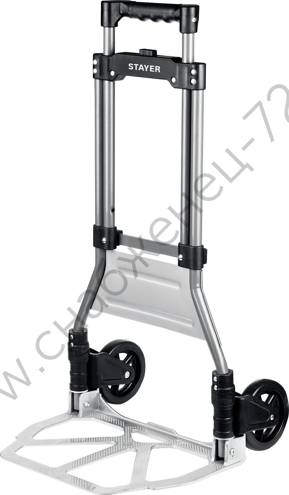 STAYER PROTruck до 90кг, каркас из стали, платформа из алюминия, платформа 39х28см, колёса d13см, вес 4 кг, складная хозяйственная тележка (38755-90)