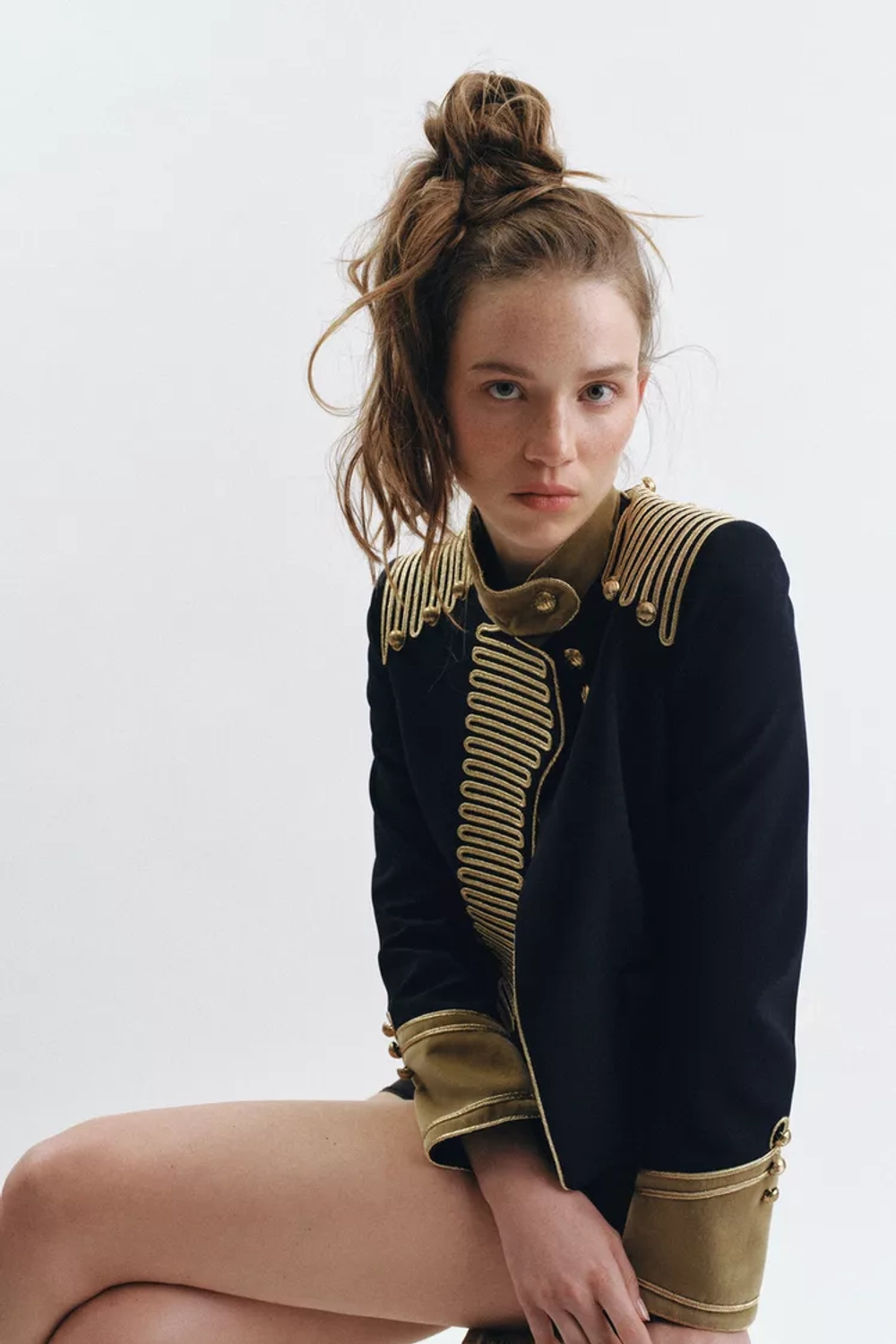 ZARA КУРТКА С ЗАСТЕЖКАМИ-АЛАМАРАМИ — ZW LIMITED EDITION, МОРСКОЙ ТЕМНО-СИНИЙ