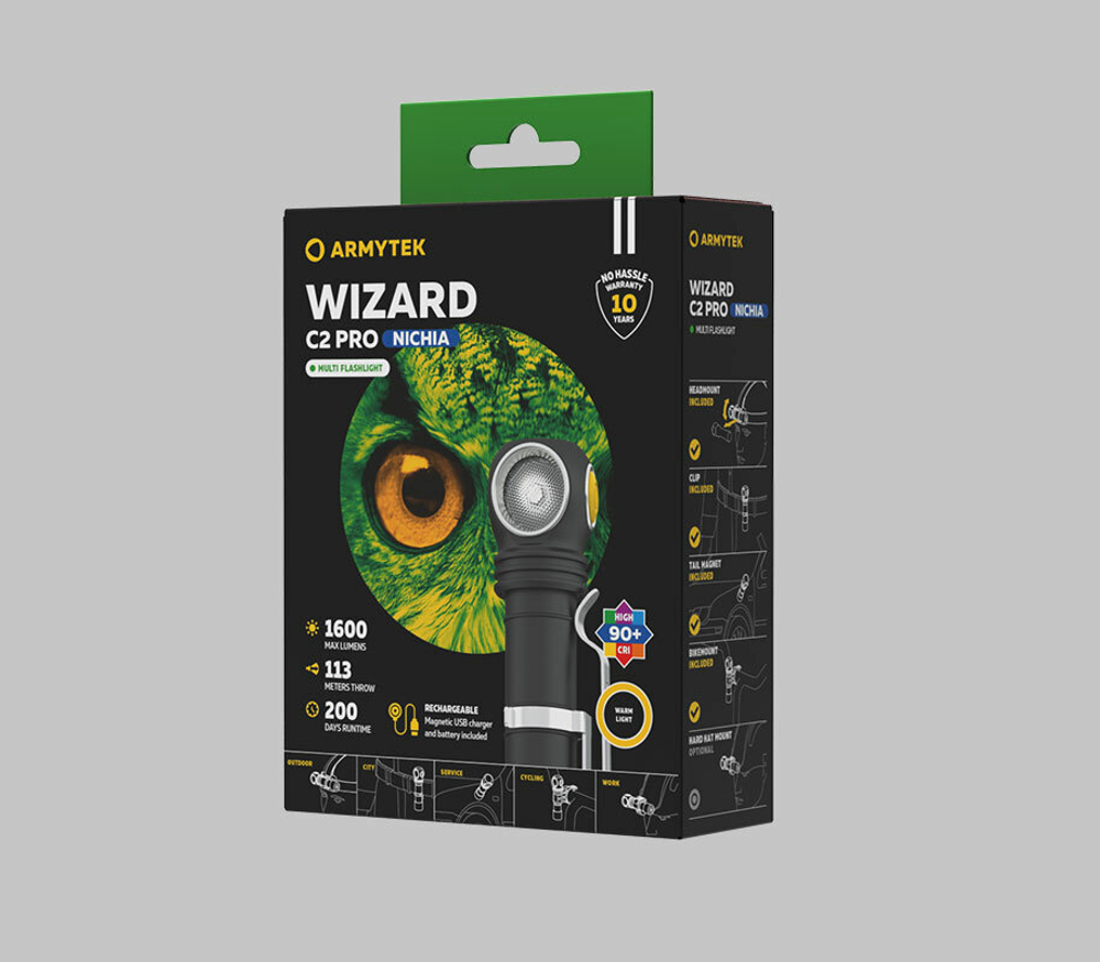 Мультифонарь Armytek F06801W Wizard C2 Pro Nichia Magnet USB (теплый свет)