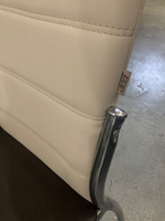 Стул Прага каркас хром квадрат Основание экокожа ваниль спинка/шоколад сиденье