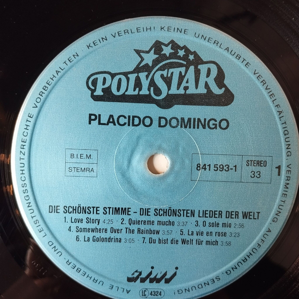 Винтажная виниловая пластинка LP Placido Domingo Die Schonste Stimme Die Schonsten Lieder Der Welt (Germany 1989)