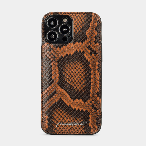 Чехол-накладка для iPhone 13 Pro из кожи питона, цвета коньяк