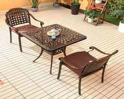 Комплект из литого алюминия стол квадратный СОРРЕНТО «SORRENTO» 78х78 бронза + 2 кресла ВУЛКАН «VOLCANO»