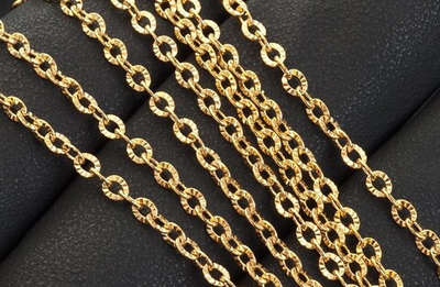 цс313043-з Цепочка якорная рифленая 3*2мм, нерж. сталь, позолота, метр