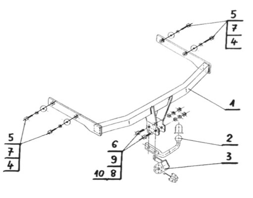 Фаркоп на Volkswagen Touran 2003-2015 (паспорт и сертификат в комплекте)(без электрики) Steinhof.V-132