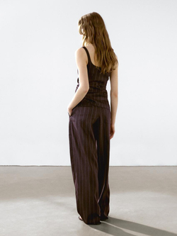 Massimo Dutti Брюки прямого кроя в полоску, гранатовый