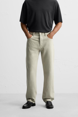 ZARA ДЖИНСЫ STRAIGHT-LEG, БЕЖЕВЫЙ