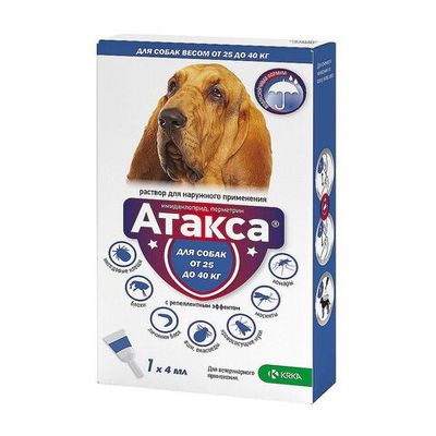 Капли от блох и клещей KRKA Атакса для собак с массой тела более 25 кг, пипетка 4.0 мл