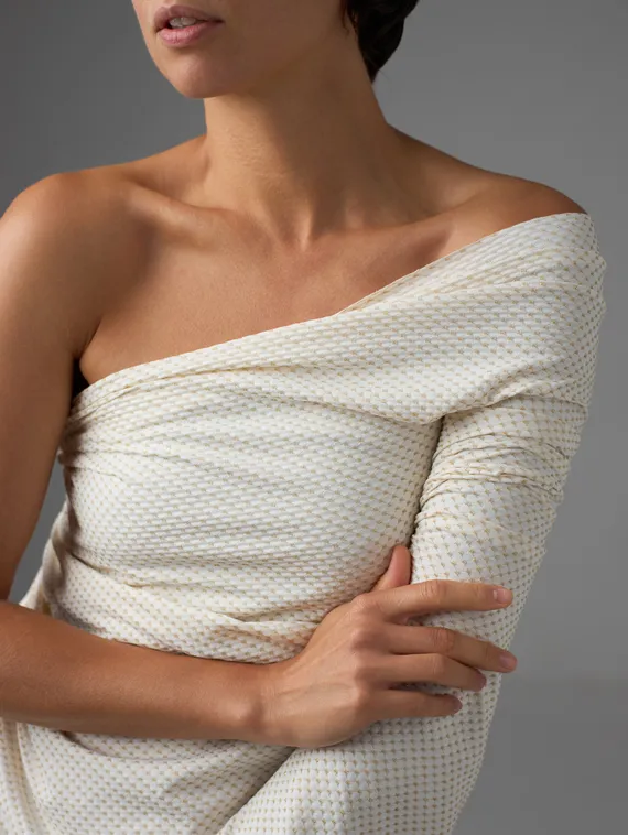 Микрофибра фактурная, жаккард, Турция, айвори/золото