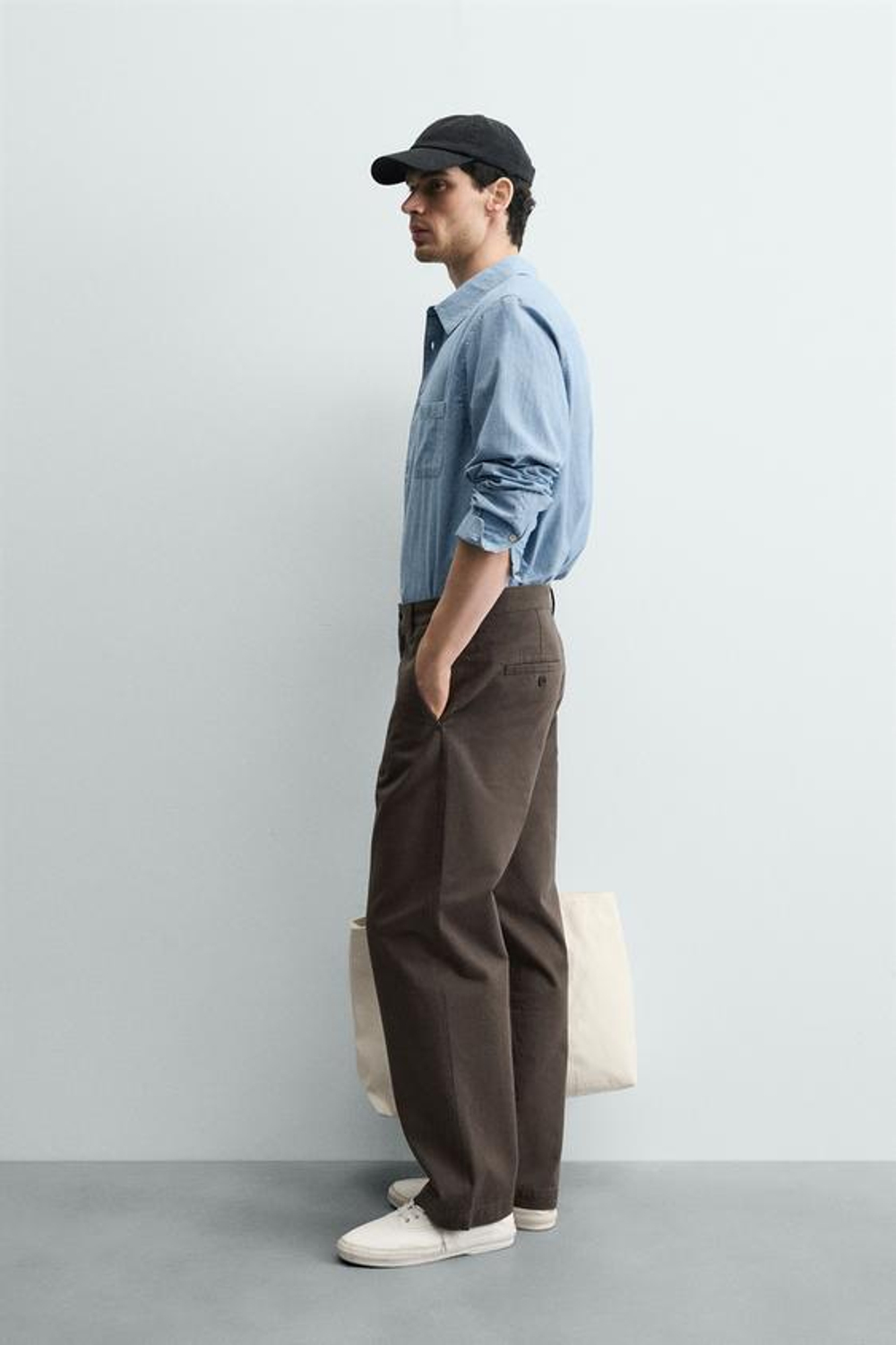 ZARA БРЮКИ ЧИНОС STRAIGHT FIT, КОРИЧНЕВЫЙ