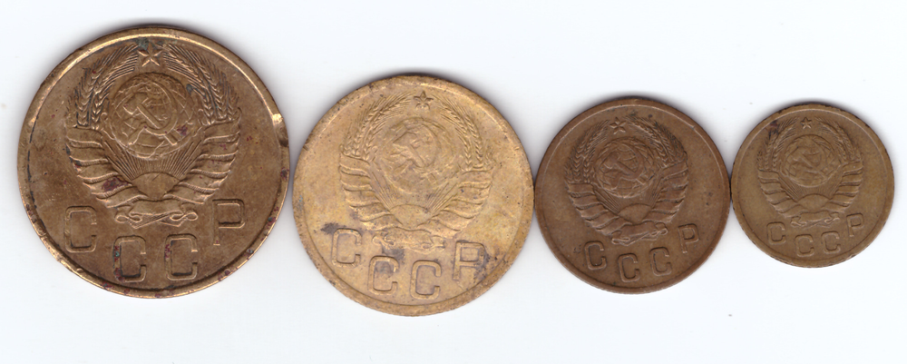 1,2,3,5 копеек 1939 года (F-VF)